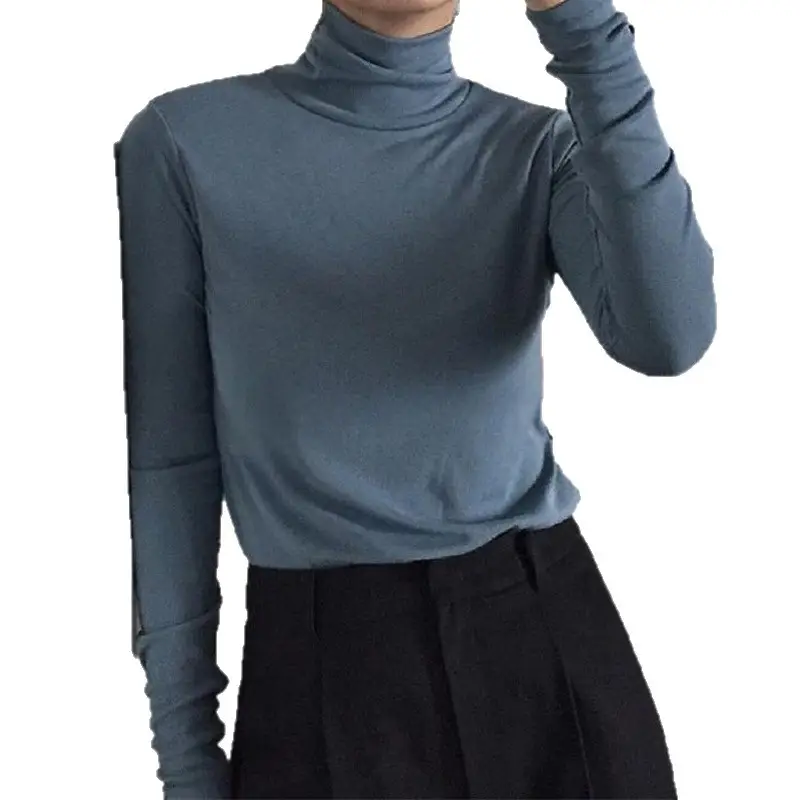 Women Fleece T-Shirt High Collar Orange Handbag