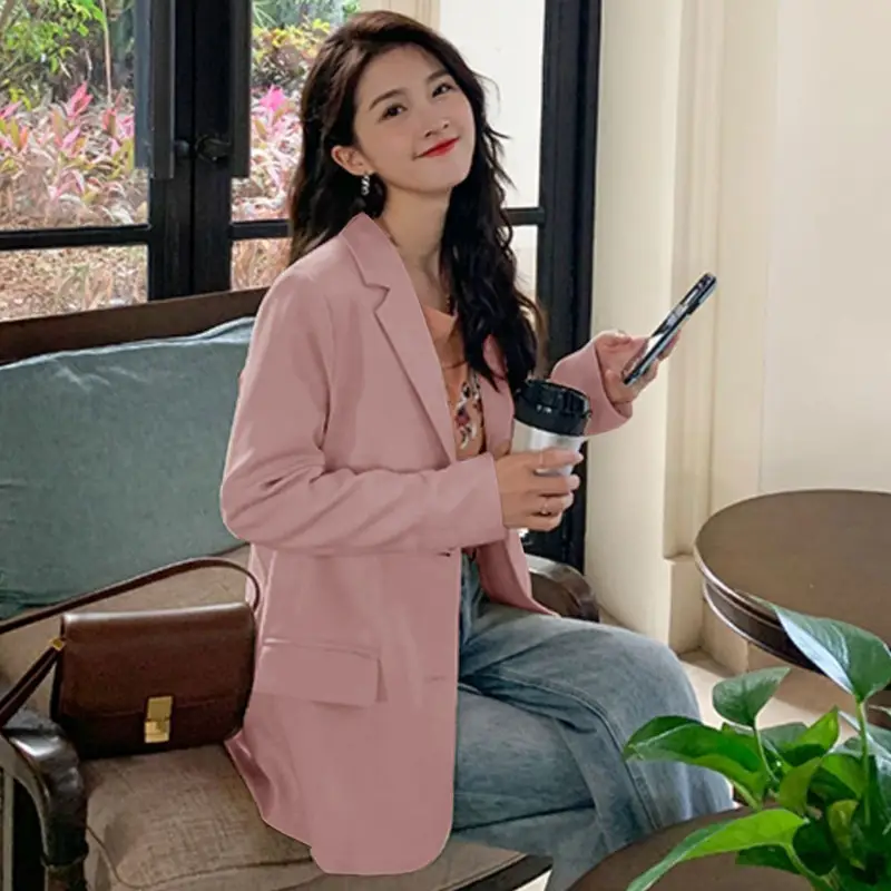 Women's Blazer Jacket Pink British Style 2026 Spring Autumn - Image 3