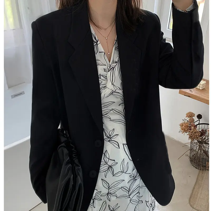 2026 Black Blazer Women Loose Fit Niche Fashion