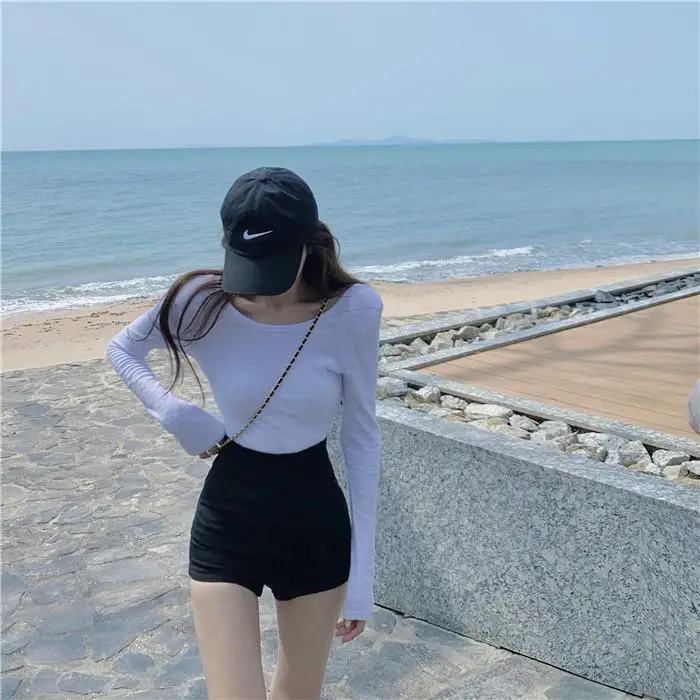 Women Black Slim Fit High Waist Shorts 2021 — feature 7