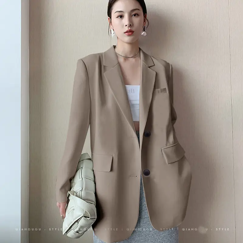 Khaki Blazer Women Spring Autumn 2026 Loose Fit Professional - Image 7