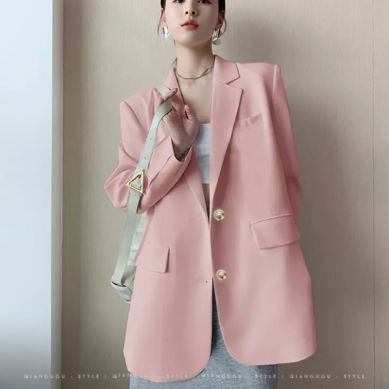 Khaki Blazer Women Spring Autumn 2026 Loose Fit Professional - Image 3