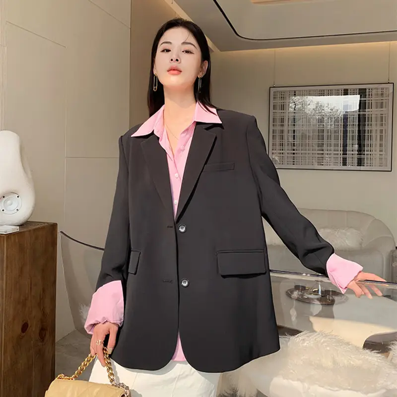 Khaki Blazer Women Spring Autumn 2026 Loose Fit Professional - Image 4