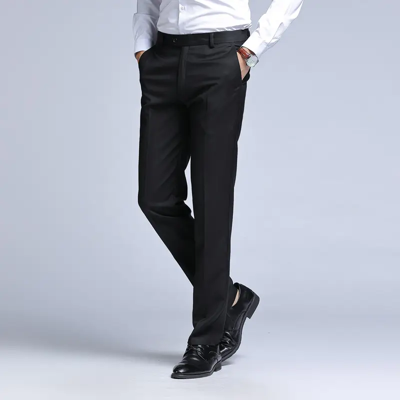 Men's Straight Leg Business Formal Trousers Black - Image 6