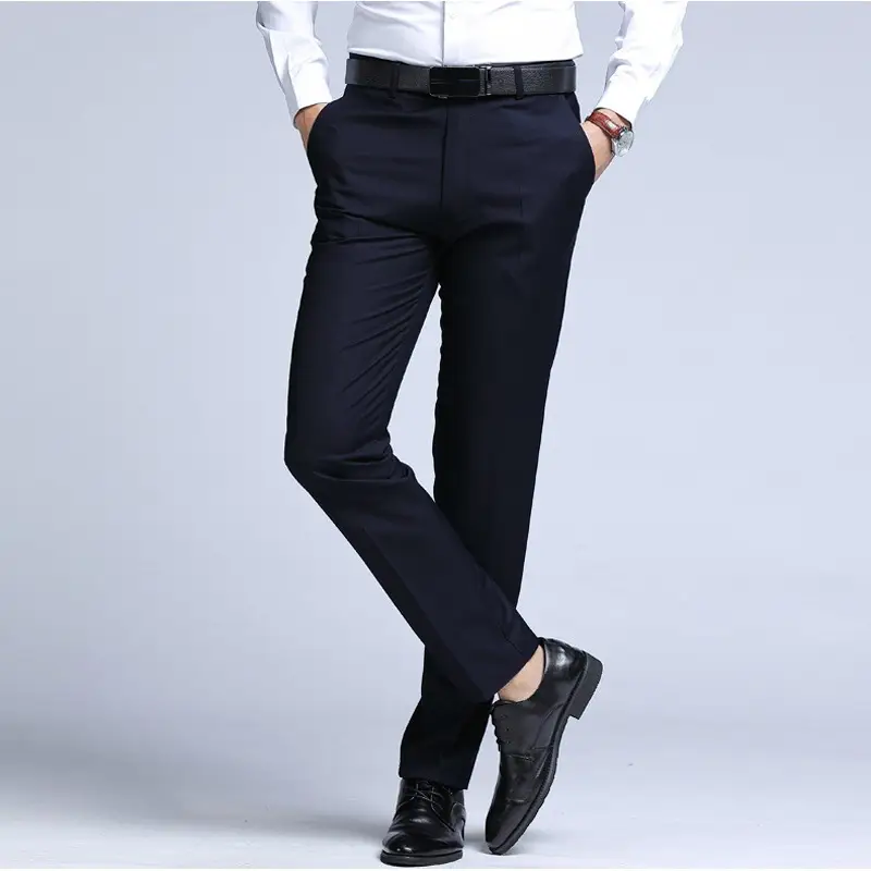 Men's Straight Leg Business Formal Trousers Black - Image 4