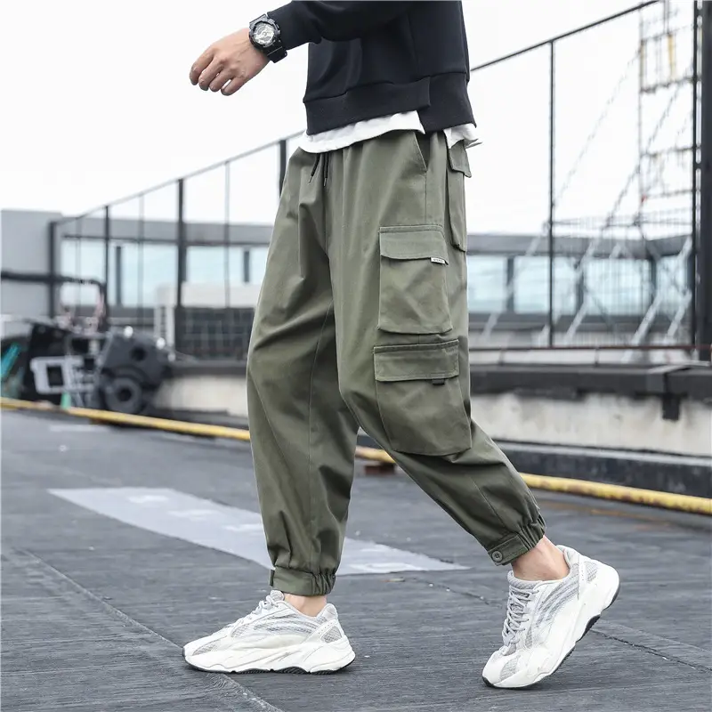 Men's Pure Cotton Cropped Ankle Pants Beige - Image 5