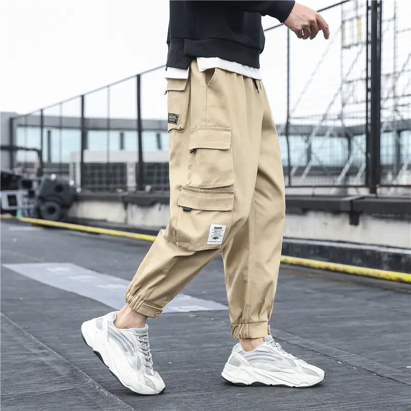 Men's Pure Cotton Cropped Ankle Pants Beige - Image 6
