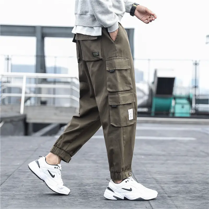 Men's Pure Cotton Cropped Ankle Pants Beige - Image 7