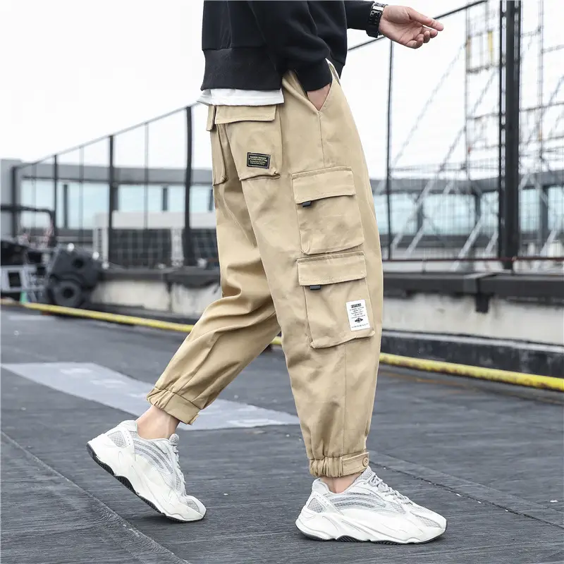 Men's Pure Cotton Cropped Ankle Pants Beige - Image 2