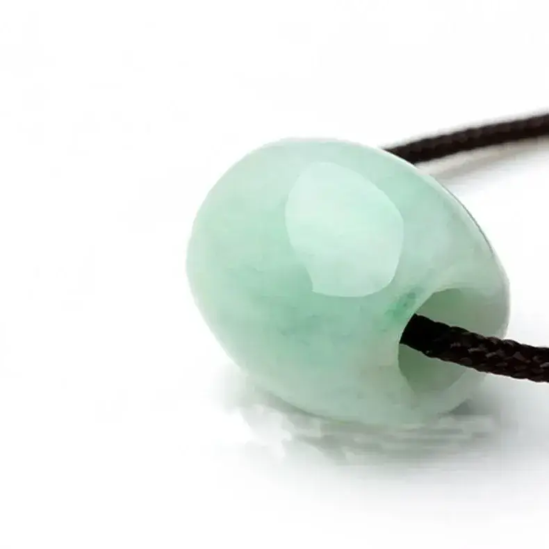 Natural Burmese Jadeite Lucky Charm Pendant with Barrel Bead - Image 5