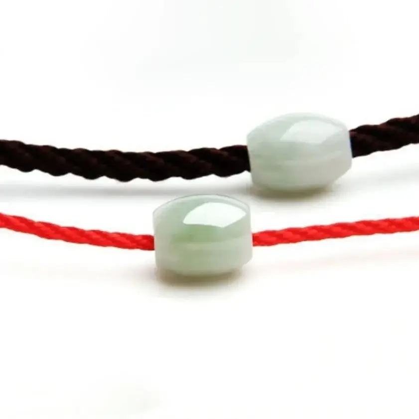 Natural Burmese Jadeite Lucky Charm Pendant with Barrel Bead — feature 4