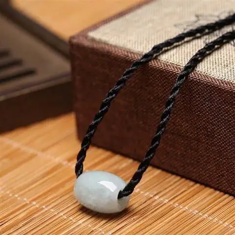 Natural Burmese Jadeite Lucky Charm Pendant with Barrel Bead — feature 6