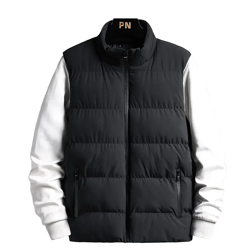 Men's Grey Puffer Vest Winter Casual Coat - Image 9