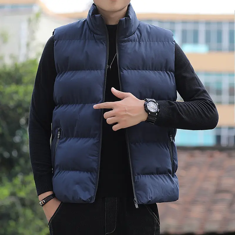 Men's Grey Puffer Vest Winter Casual Coat - Image 4