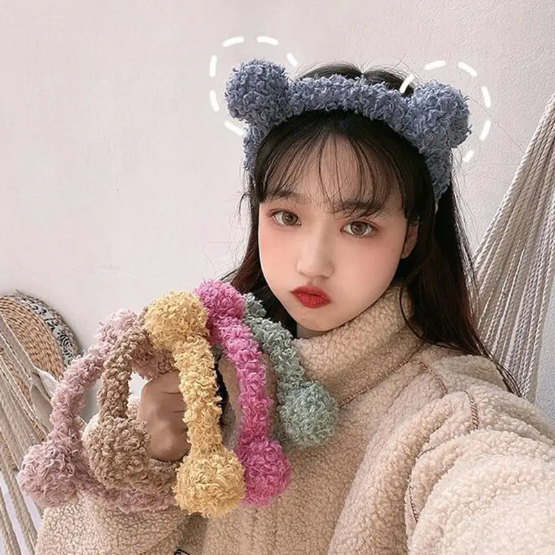 Lamb Wool Plush Heart Ear Headband for Women - Image 8