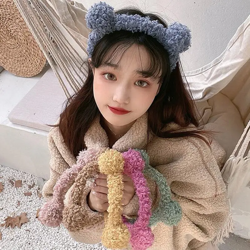 Lamb Wool Plush Heart Ear Headband for Women - Image 9