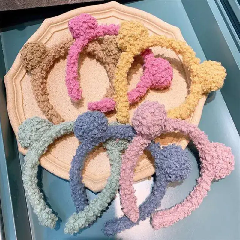 Lamb Wool Plush Heart Ear Headband for Women - Image 10