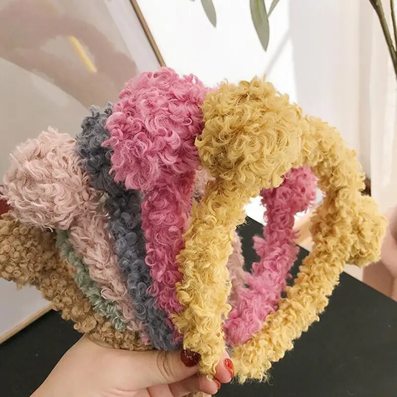 Lamb Wool Plush Heart Ear Headband for Women - Image 11