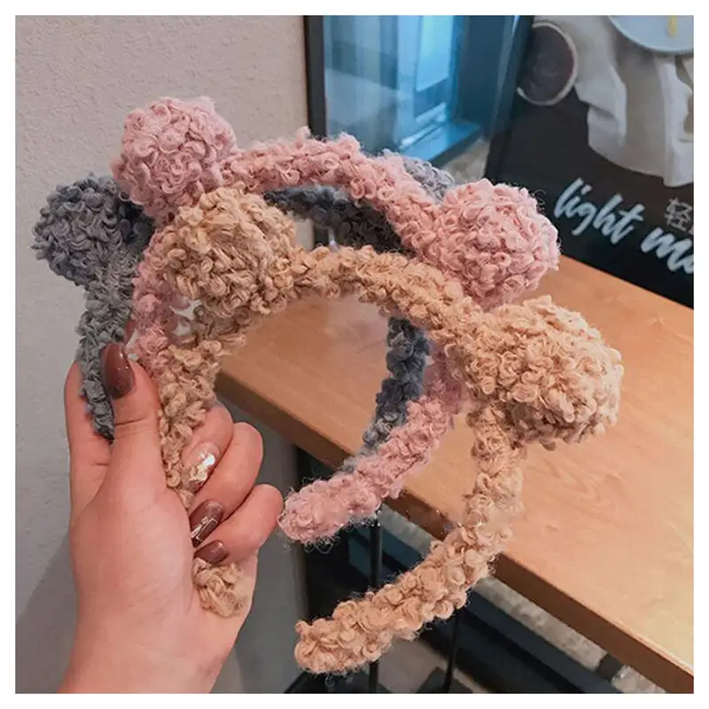 Lamb Wool Plush Heart Ear Headband for Women - Image 12