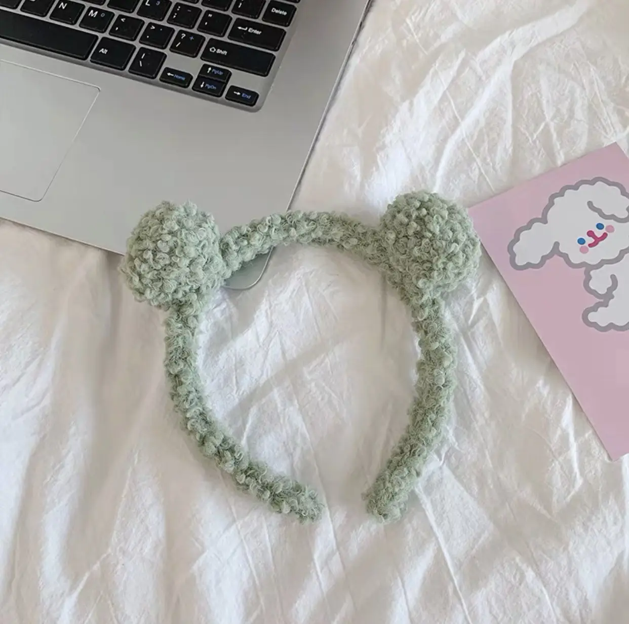 Lamb Wool Plush Heart Ear Headband for Women - Image 6