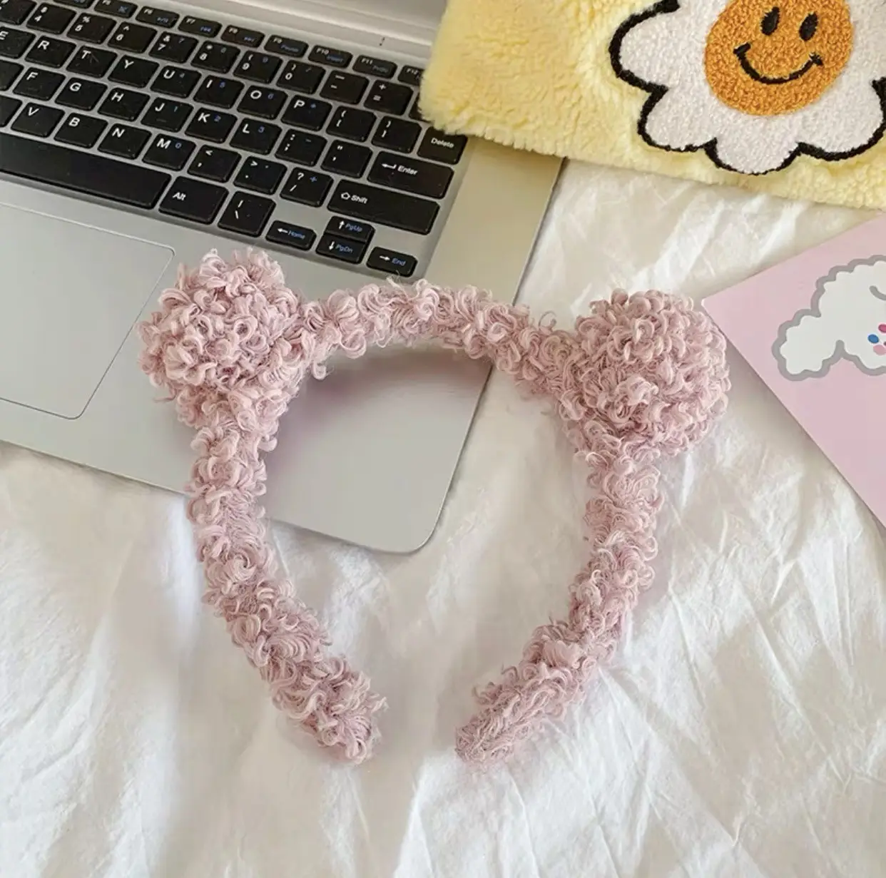 Lamb Wool Plush Heart Ear Headband for Women - Image 7