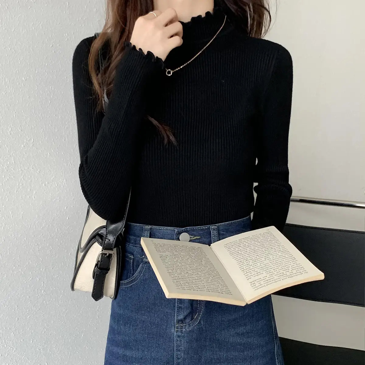 2025 Women's 2-Piece Knitted Half Turtleneck Sweater Set — feature 1