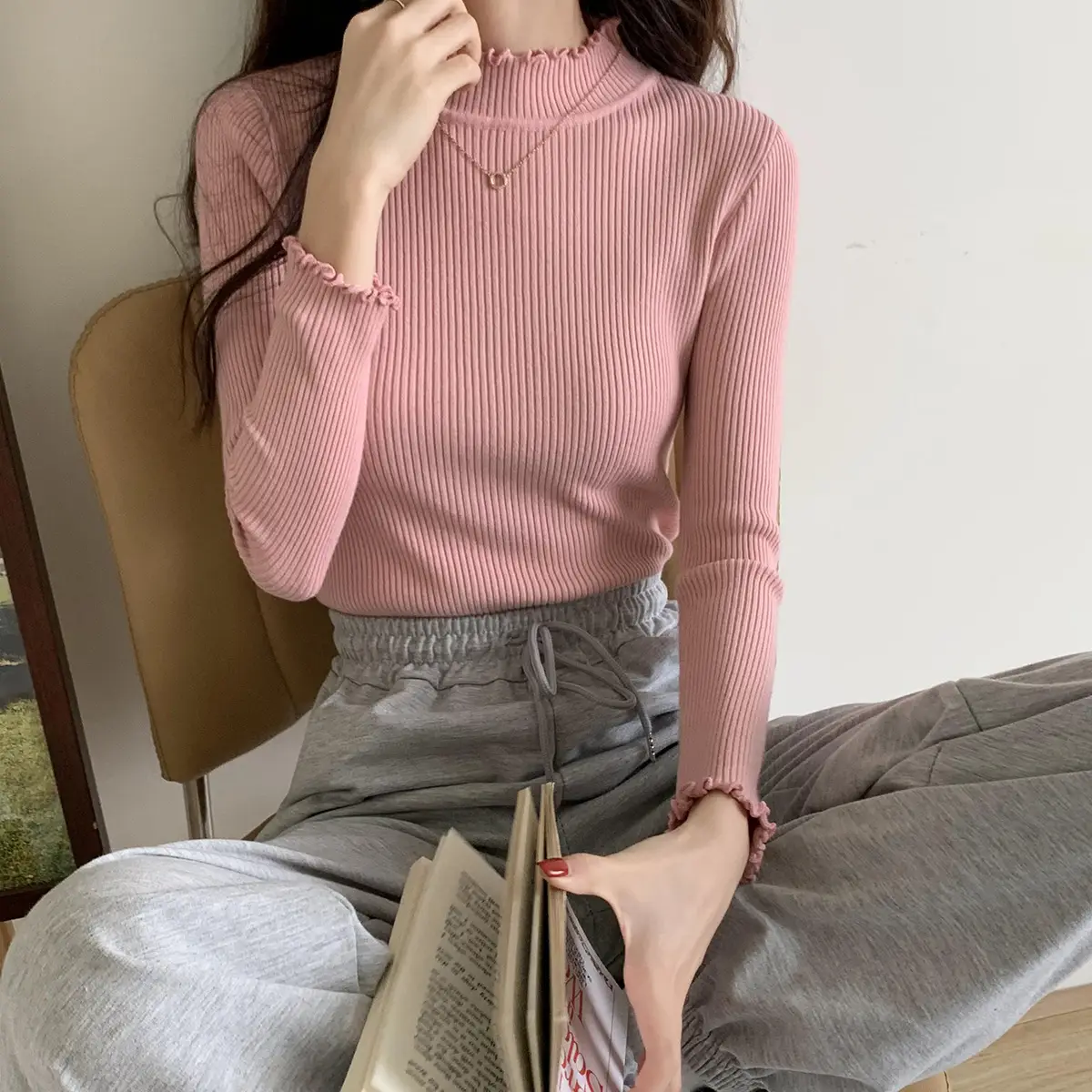 2025 Women's 2-Piece Knitted Half Turtleneck Sweater Set — feature 13