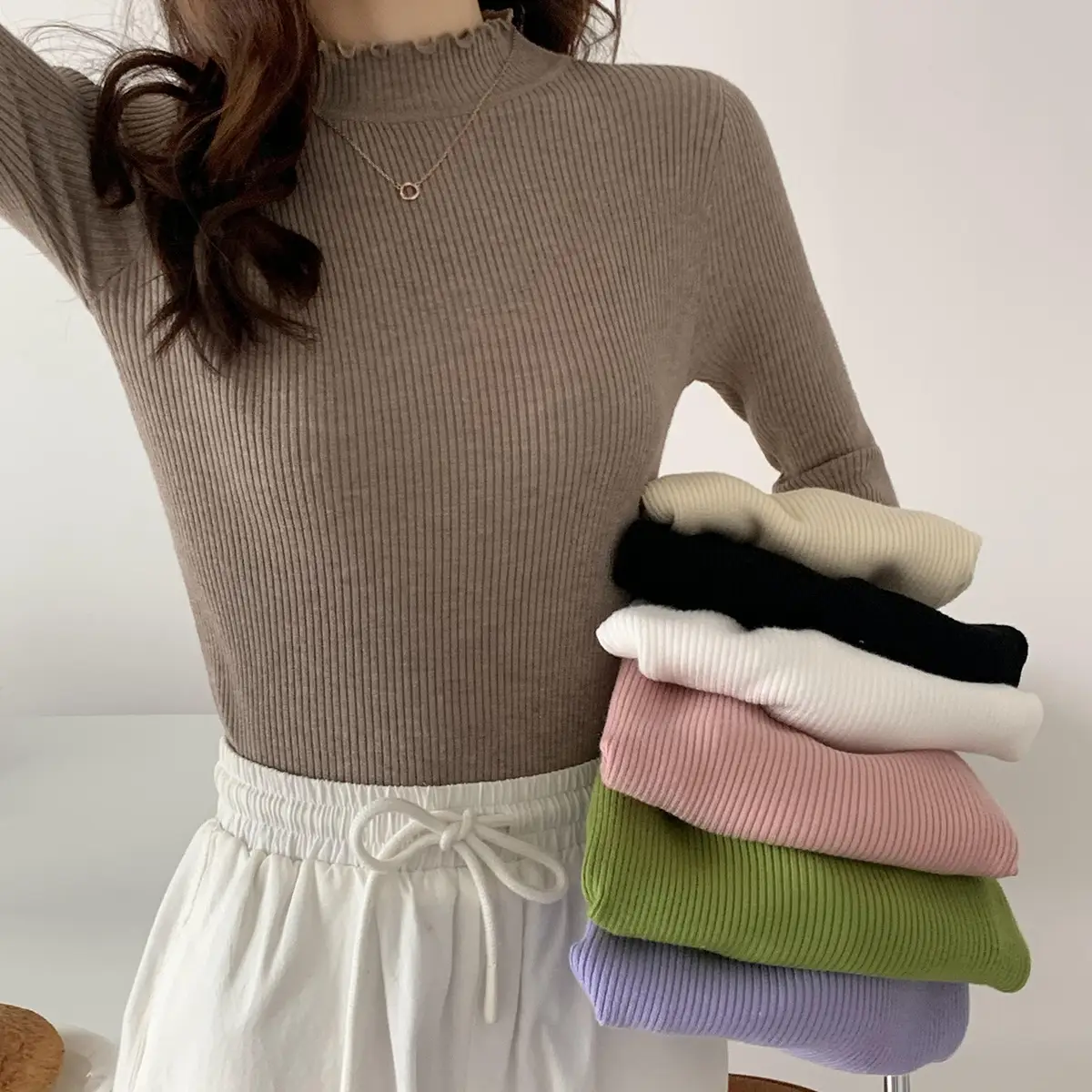 2025 Women's 2-Piece Knitted Half Turtleneck Sweater Set — feature 18