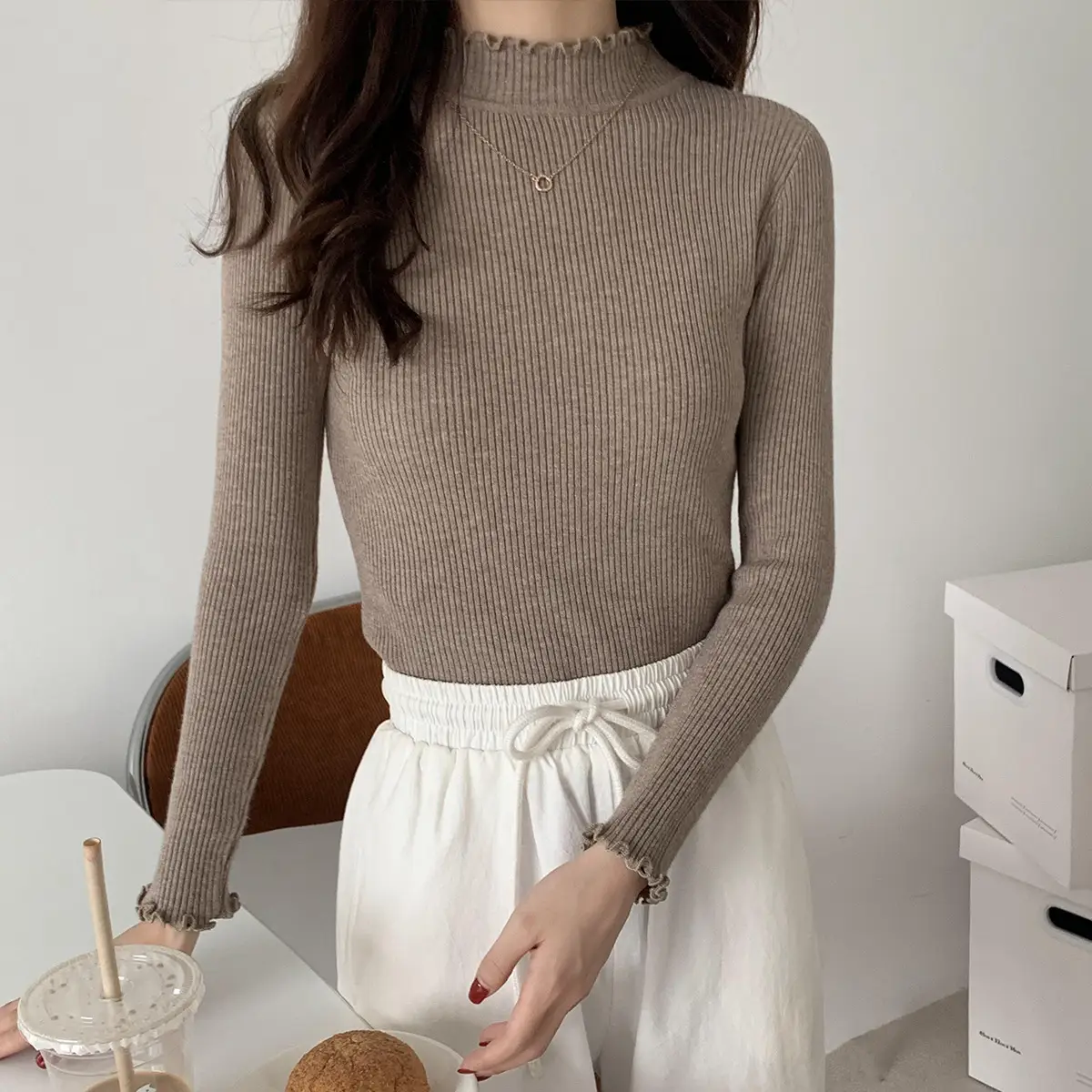 2025 Women's 2-Piece Knitted Half Turtleneck Sweater Set — feature 19