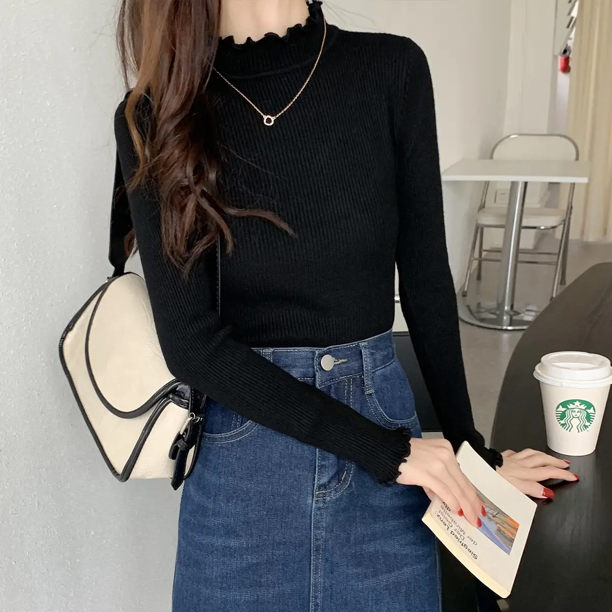 2025 Women's 2-Piece Knitted Half Turtleneck Sweater Set — feature 2