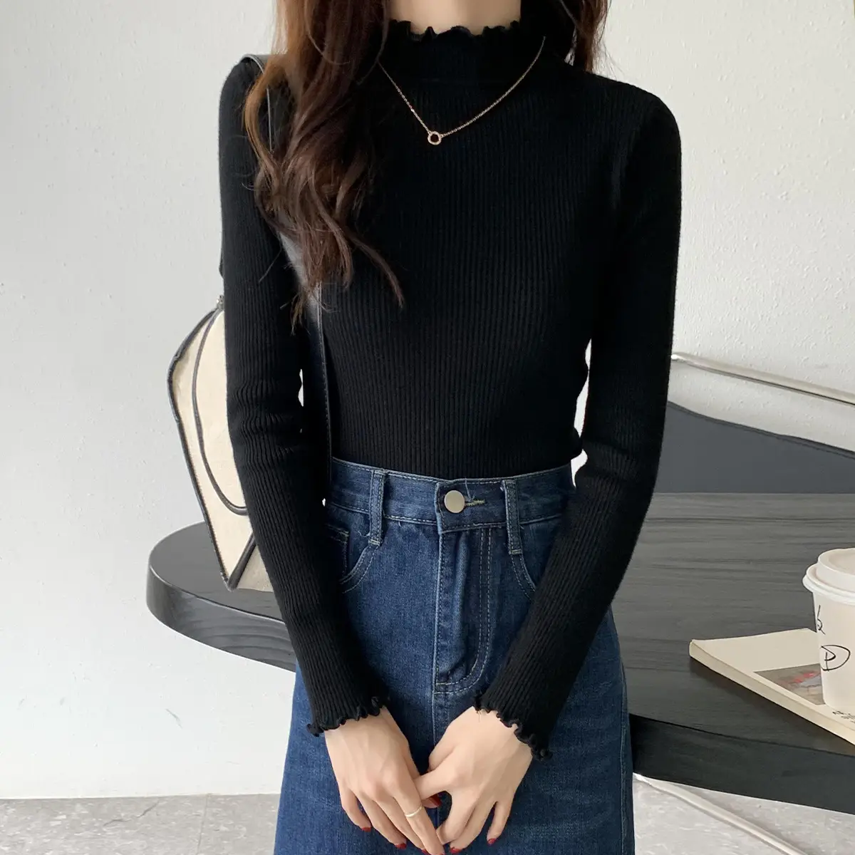 2025 Women's 2-Piece Knitted Half Turtleneck Sweater Set — feature 3