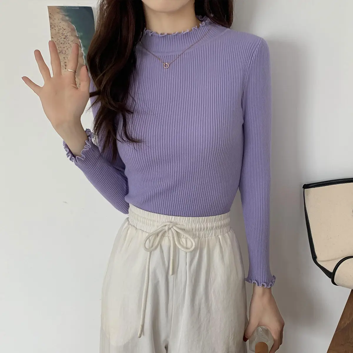 2025 Women's 2-Piece Knitted Half Turtleneck Sweater Set — feature 30