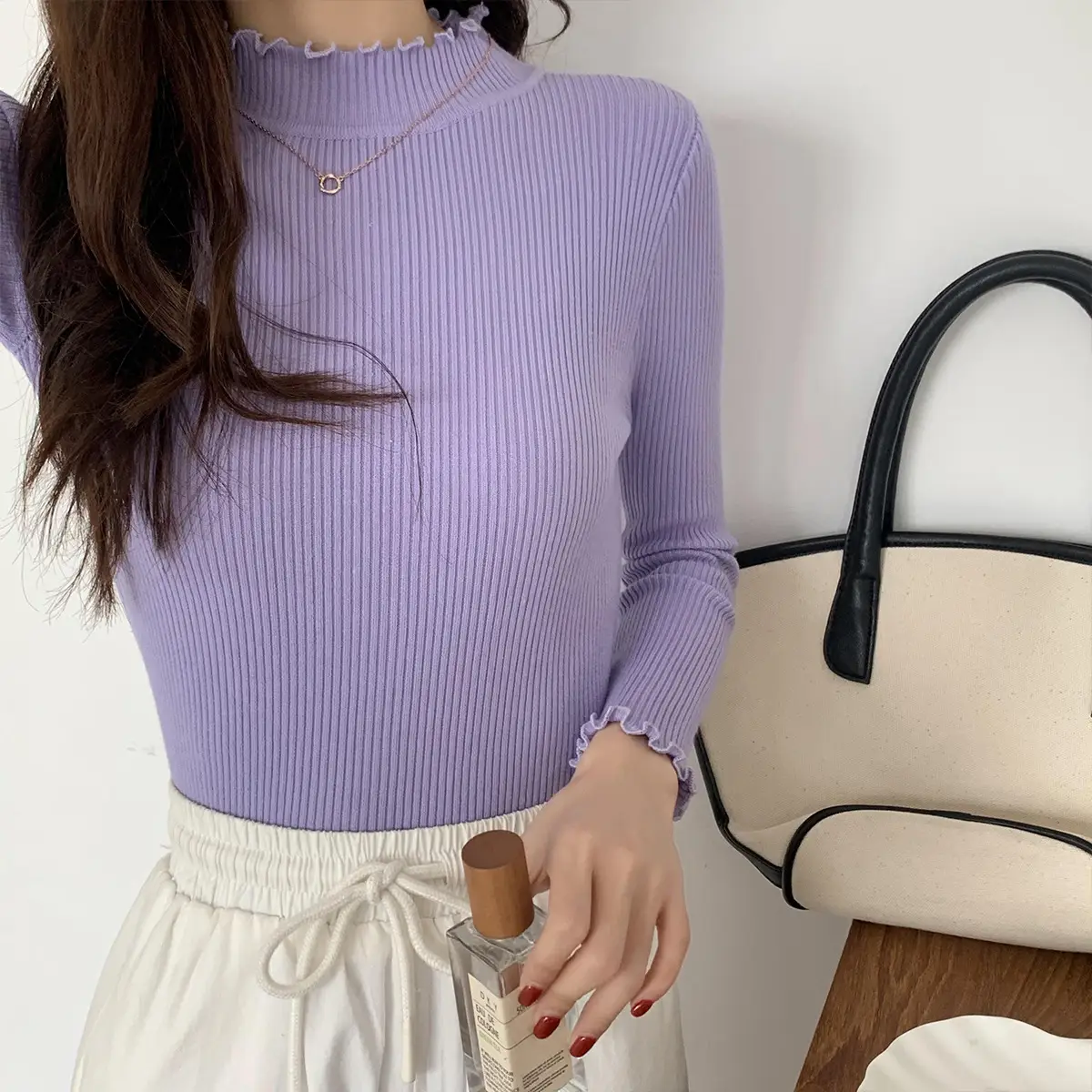 2025 Women's 2-Piece Knitted Half Turtleneck Sweater Set — feature 32
