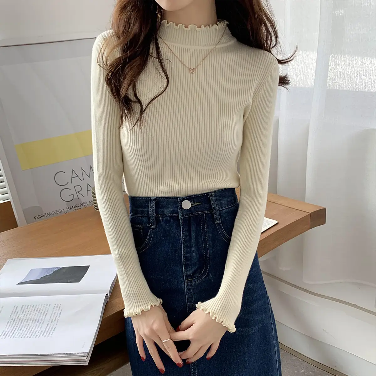 2025 Women's 2-Piece Knitted Half Turtleneck Sweater Set — feature 4