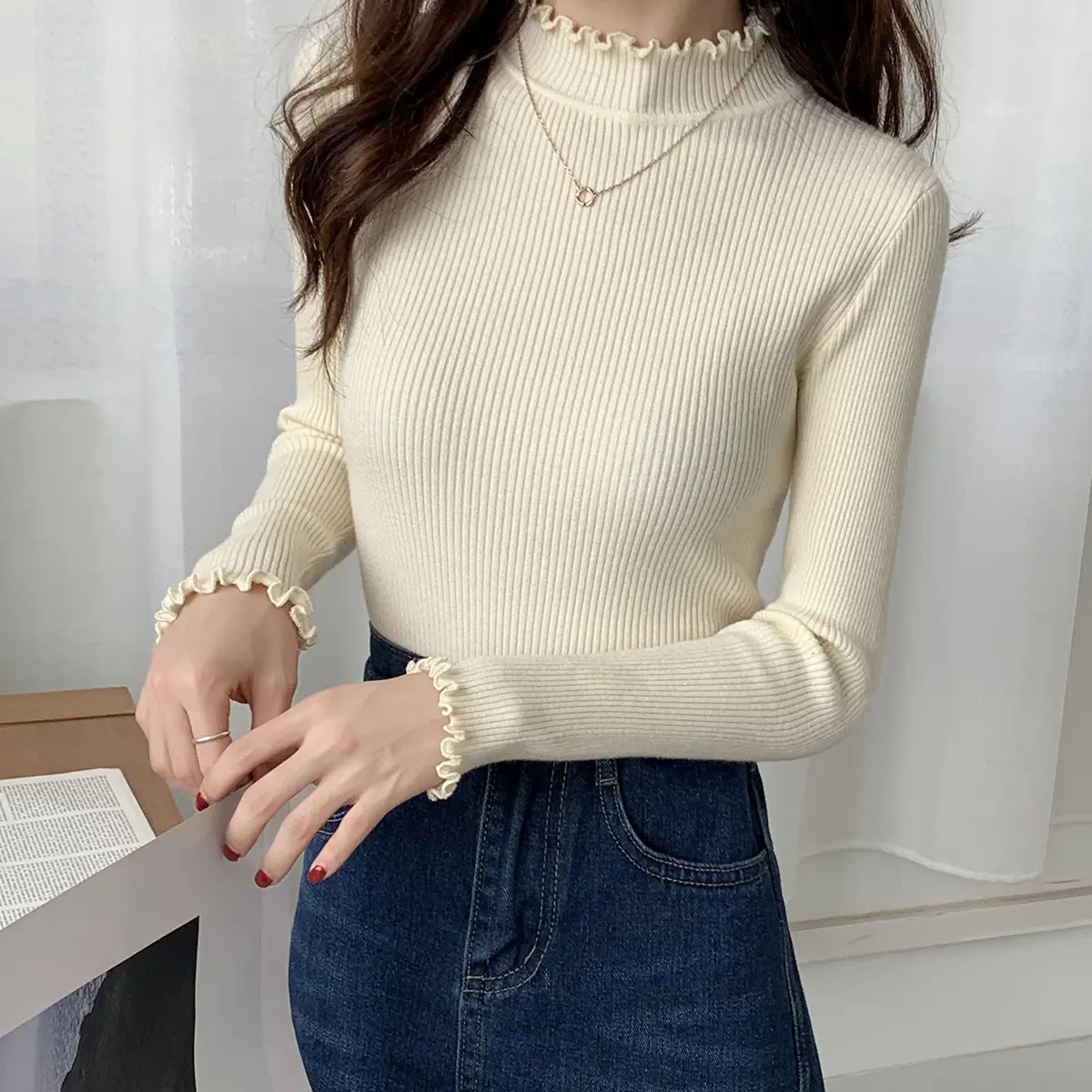 2025 Women's 2-Piece Knitted Half Turtleneck Sweater Set — feature 7
