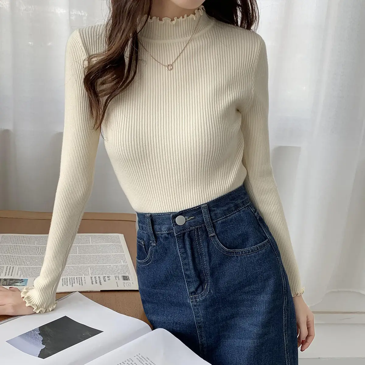 2025 Women's 2-Piece Knitted Half Turtleneck Sweater Set — feature 8