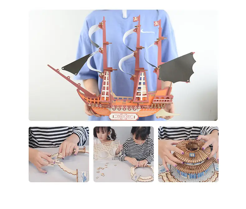 Wooden 3D Tiananmen Mosque Puzzle Laser Board 11x11cm — feature 7