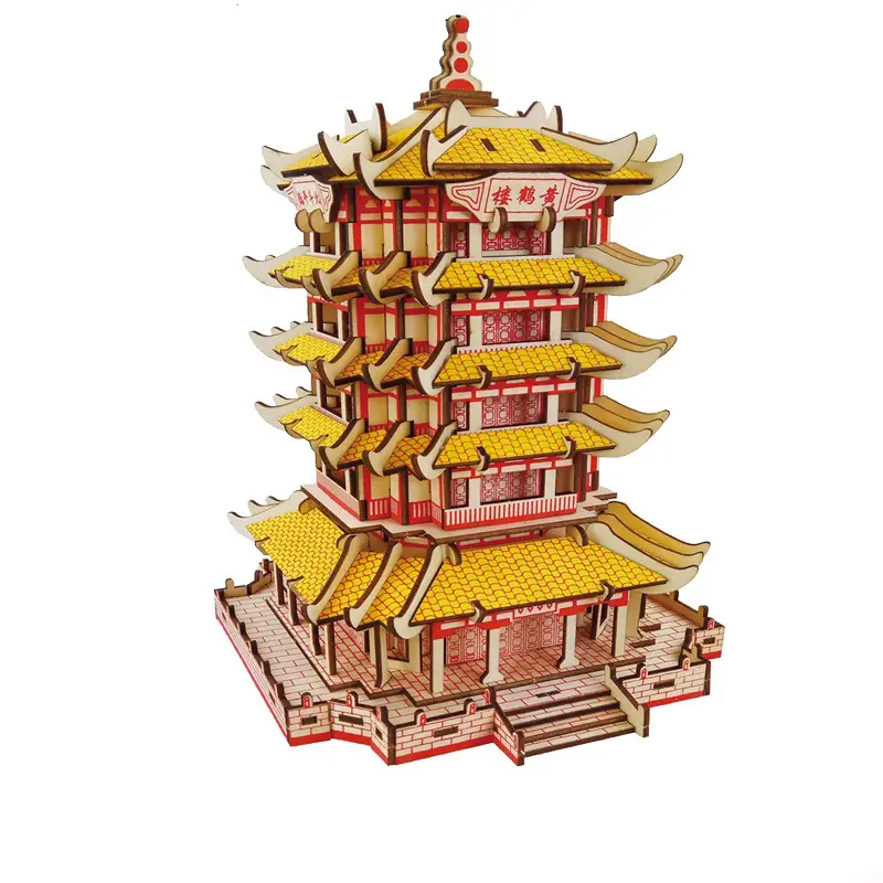 Wooden 3D Tiananmen Mosque Puzzle Laser Board 11x11cm - Image 18