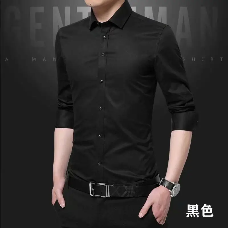 Men's Long Sleeve Maroon Button-Up Business Shirt - Image 2