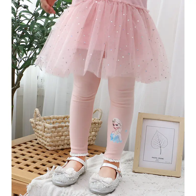Princess Print Grey Leggings for Girls New Size - Image 11