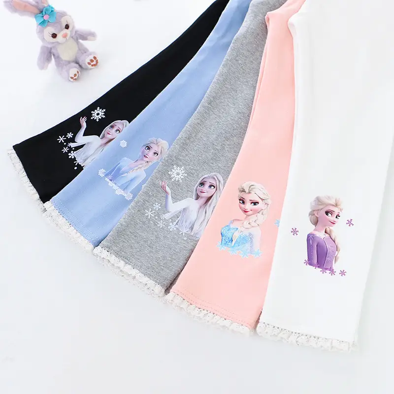 Princess Print Grey Leggings for Girls New Size - Image 12