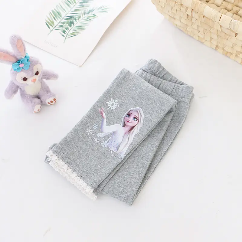 Princess Print Grey Leggings for Girls New Size - Image 3