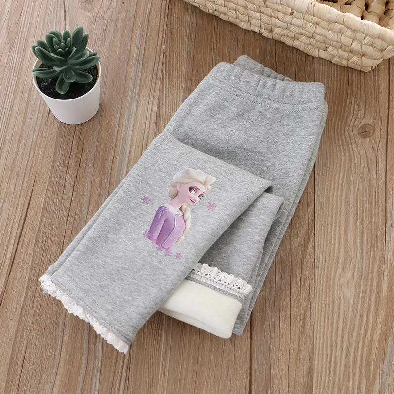 Princess Print Grey Leggings for Girls New Size - Image 9