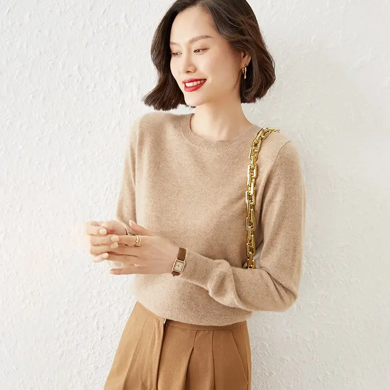 Women's New Loose Crewneck Sweater Brown - Image 12