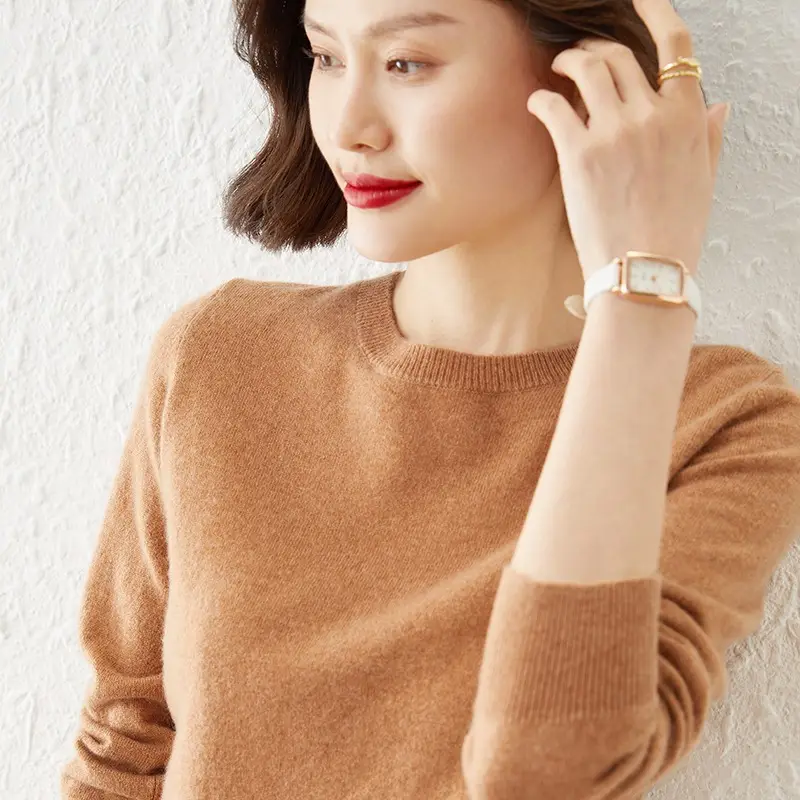 Women's New Loose Crewneck Sweater Brown - Image 13