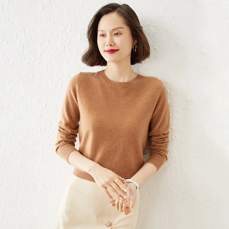 Women's New Loose Crewneck Sweater Brown - Image 14