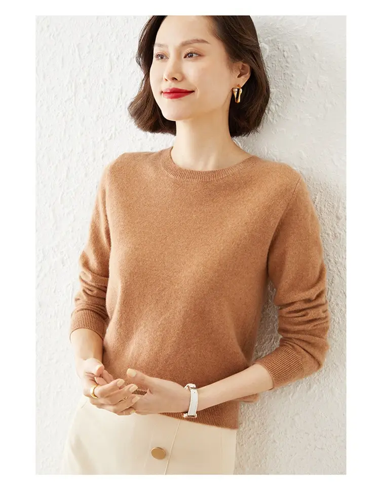 Women's New Loose Crewneck Sweater Brown — feature 24