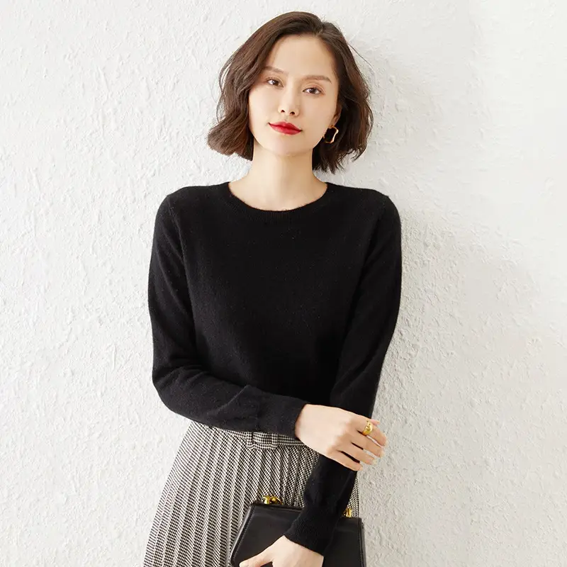 Women's New Loose Crewneck Sweater Brown - Image 2