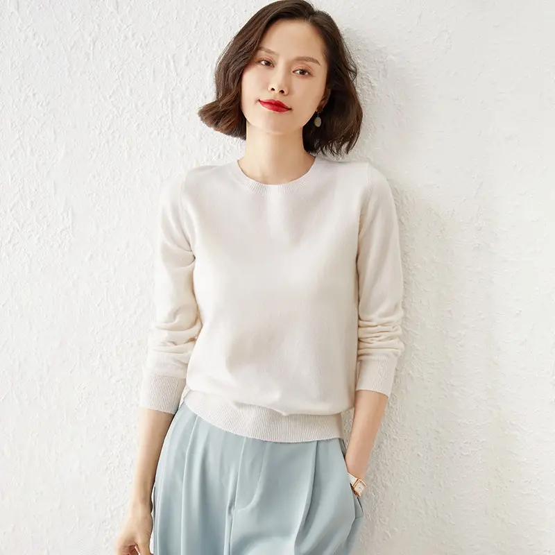 Women's New Loose Crewneck Sweater Brown - Image 7