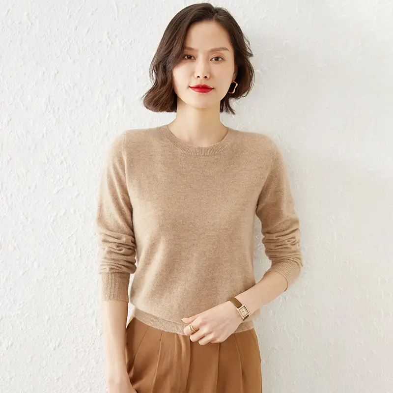 Women's New Loose Crewneck Sweater Brown - Image 8